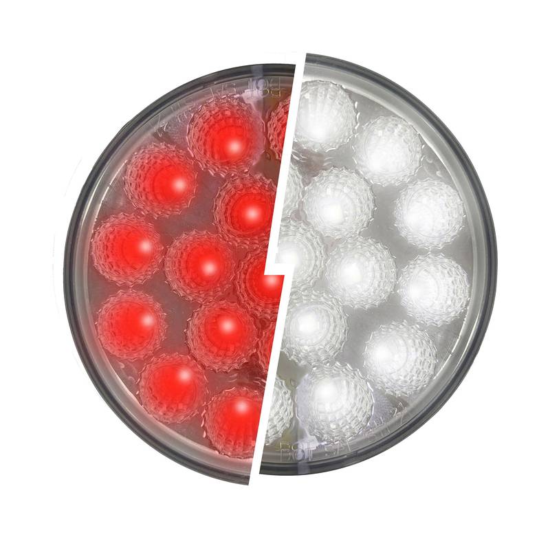 F238707 - 4'' ROUND LED LIGHT DUAL FUNCTION RED/WHITE CLEAR LENS 12-24V