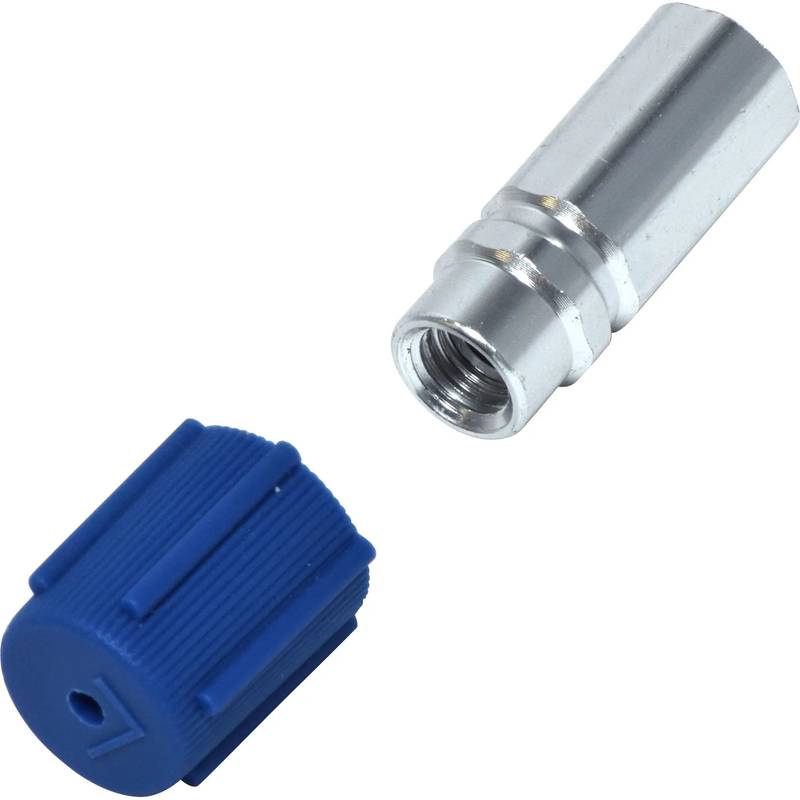 Aluminum Straight Screw-on Service Port Fitting Ford OEM R134a Sysyems Low-Side w/ Female Threads Tread 1/4 (7/16)