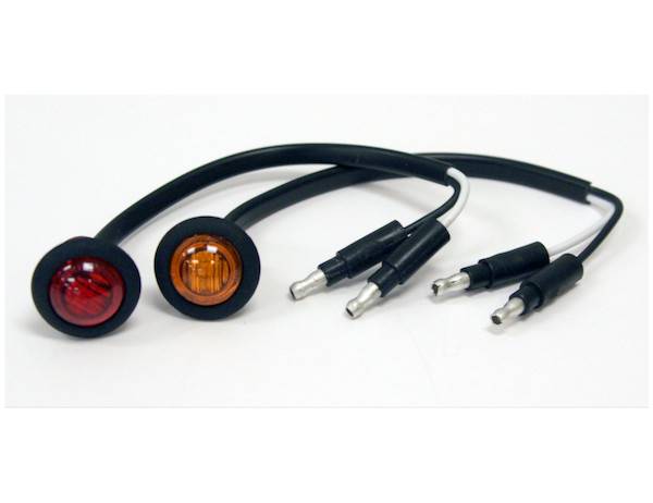 5627513 - 0.75 INCH ROUND MARKER CLEARANCE LIGHTS - 3 LED RED WITH MALE BULLETS