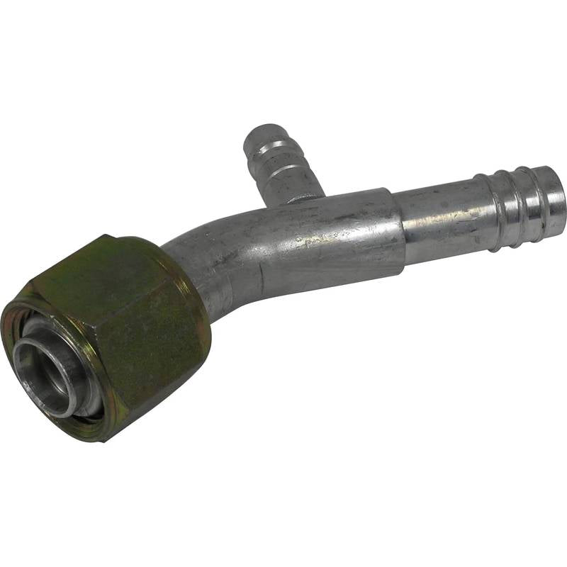 FT 7011 12FOR-12BB-STR ALUMINUM 45° FEMALE O-RING BARDB FITTING W/ SERVICE PORT